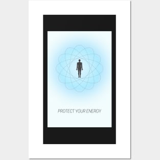 Positive Affirmation Blue Aura Gradient Protect Your Energy Posters and Art